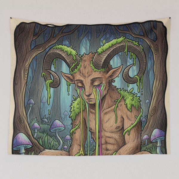 Item preview, Melancholic Satyr of the Forest | Mythological Fantasy Creature designed and sold by HeyHas.