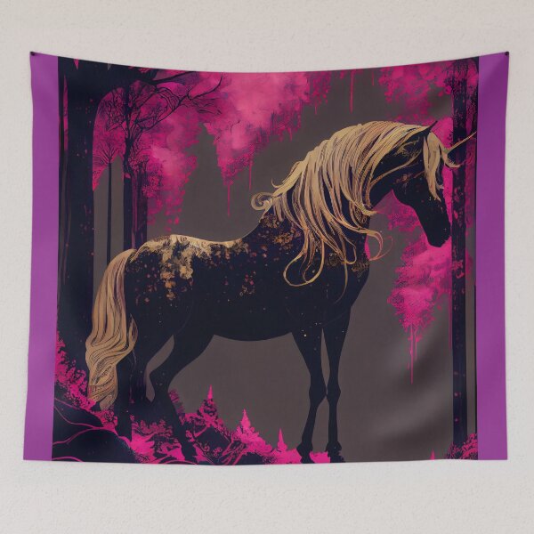 Item preview, Mythical Horse in Luminous Forest - Fantasy Art with a Melancholic and Vibrant Style designed and sold by Hipatye26.