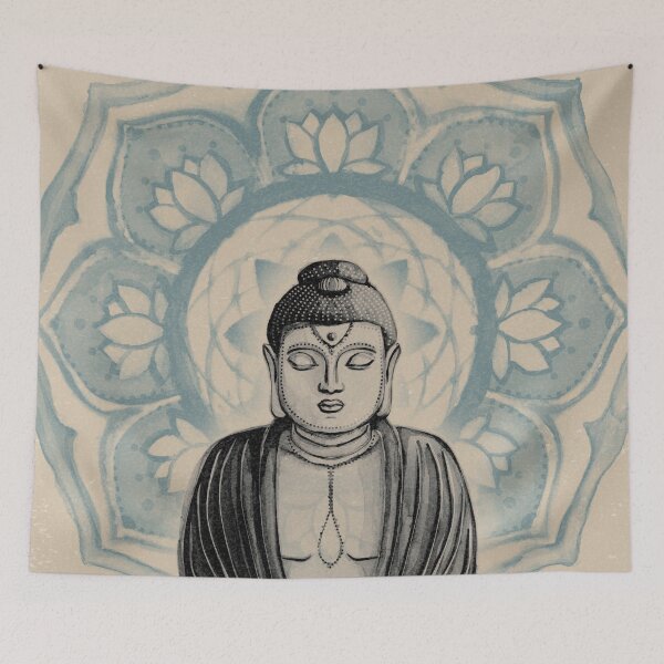 Item preview, Buddha Padma Watercolor - Dove Coal Peacock designed and sold by Irene Estelle.