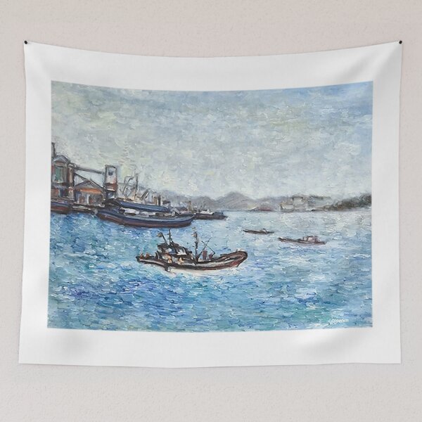 Item preview, Small Fishing Boat Sailing Out of the Harbor – On-site Oil Painting designed and sold by oriondoor.
