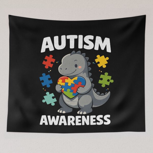 Item preview, Autism Awareness Dinosaur Puzzle Heart designed and sold by FreshVibe Prints.