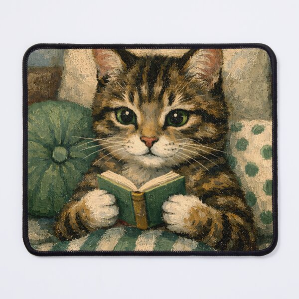 Item preview, Cute Cat Reading Book – Cozy Vintage Storybook Illustration designed and sold by Luvahawb.