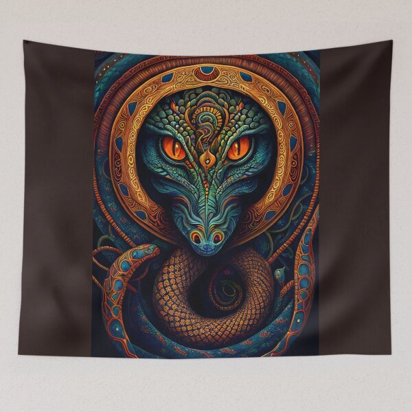 Item preview, Mythical Serpent with Baroque and Tribal Style - Fantastic Art that Unites Symbolism and Ornamental Aesthetics designed and sold by Hipatye26.