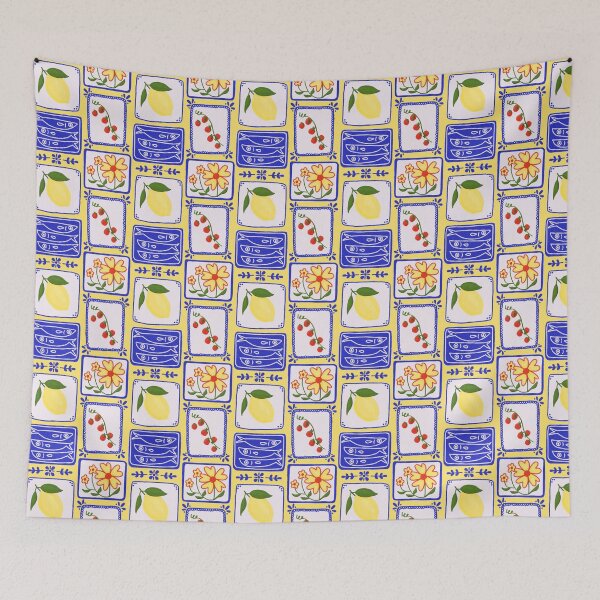 Item preview, Colorful Retro Mediterranean Illustration Pattern designed and sold by kristinsosadesign.