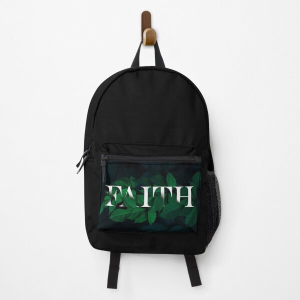 Item preview, Faith Christian Botanical Design – Inspirational Faith Typography with Green Leaves on Black Background, Religious Gift, Christian Aesthetic Art designed and sold by BbCherryT.