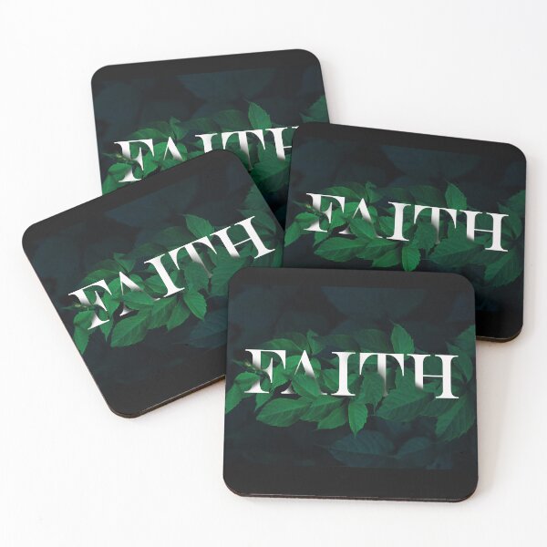 Item preview, Faith Christian Botanical Design – Inspirational Faith Typography with Green Leaves on Black Background, Religious Gift, Christian Aesthetic Art designed and sold by BbCherryT.