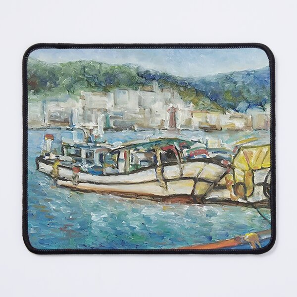 Item preview, Moored Fishing Boats and Water Reflections – On-Site Oil Painting designed and sold by oriondoor.