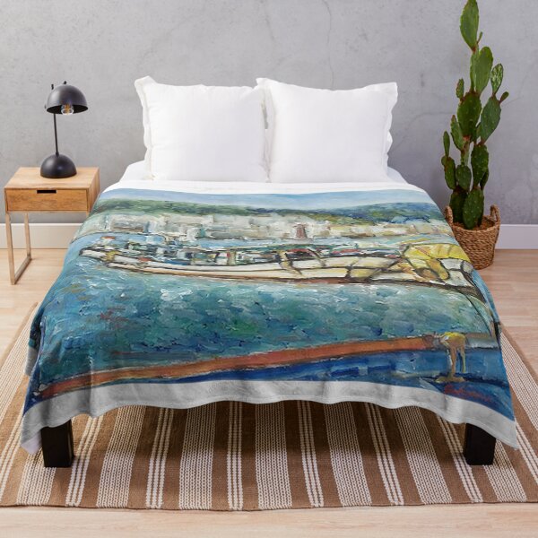 Item preview, Moored Fishing Boats and Water Reflections – On-Site Oil Painting designed and sold by oriondoor.