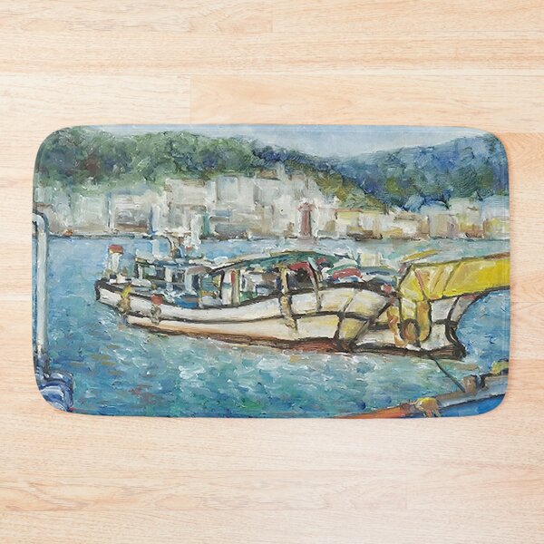 Item preview, Moored Fishing Boats and Water Reflections – On-Site Oil Painting designed and sold by oriondoor.