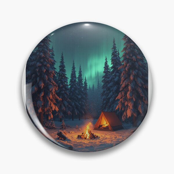 Item preview, Cozy Winter Camping Campfire Tent Snowy Forest Art designed and sold by Falconwolf.