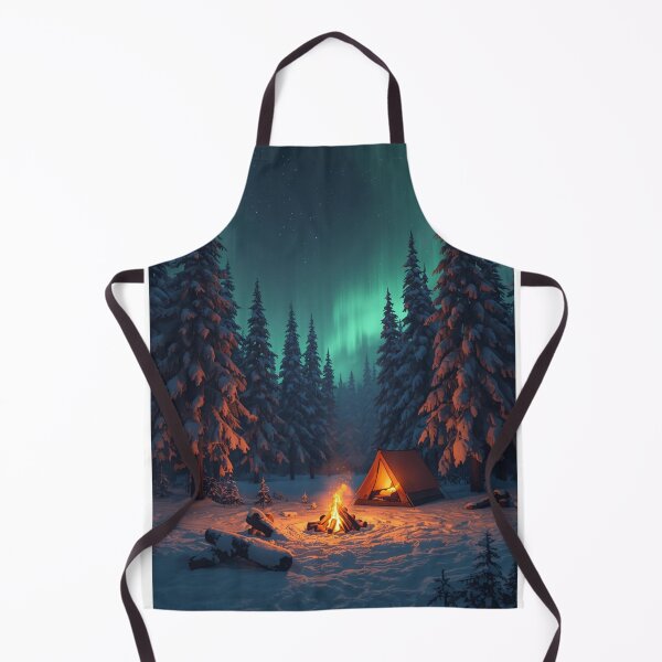 Item preview, Cozy Winter Camping Campfire Tent Snowy Forest Art designed and sold by Falconwolf.