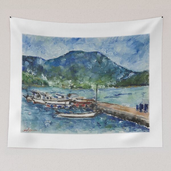 Item preview, Landscape with a boat - on-site oil on canvas designed and sold by oriondoor.