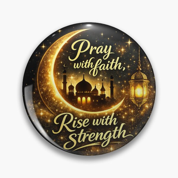 Item preview, Pray With Faith Rise With Strength – Islamic Crescent Moon Lantern Motivational Sticker designed and sold by CutePearlStudio.