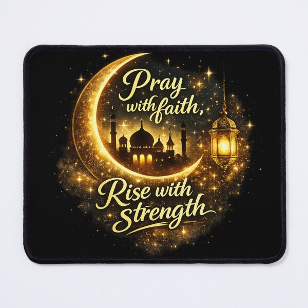 Item preview, Pray With Faith Rise With Strength – Islamic Crescent Moon Lantern Motivational Sticker designed and sold by CutePearlStudio.
