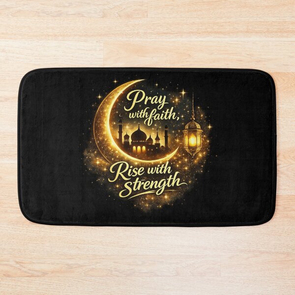 Item preview, Pray With Faith Rise With Strength – Islamic Crescent Moon Lantern Motivational Sticker designed and sold by CutePearlStudio.