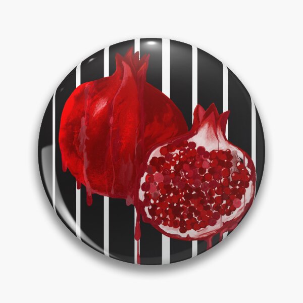 Item preview, Bold Pomegranate Pop – Juicy Red Fruit on Graphic Black & White Stripes designed and sold by SILVERAPPLE.