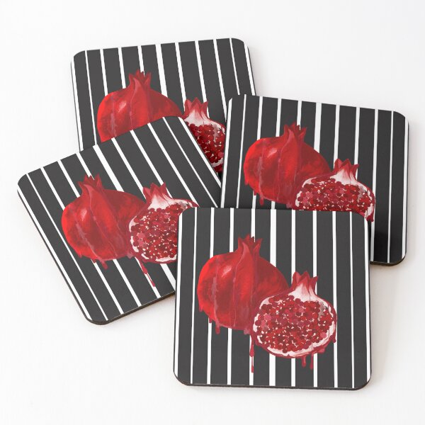 Item preview, Bold Pomegranate Pop – Juicy Red Fruit on Graphic Black & White Stripes designed and sold by SILVERAPPLE.