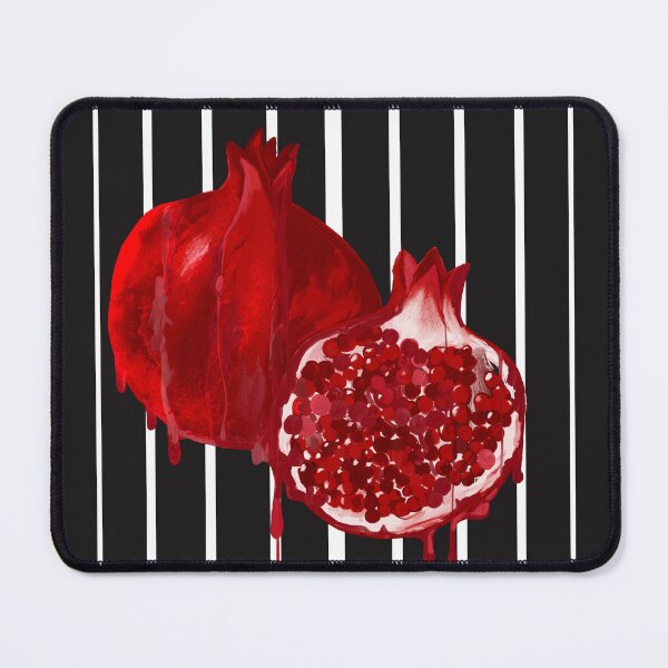 Item preview, Bold Pomegranate Pop – Juicy Red Fruit on Graphic Black & White Stripes designed and sold by SILVERAPPLE.