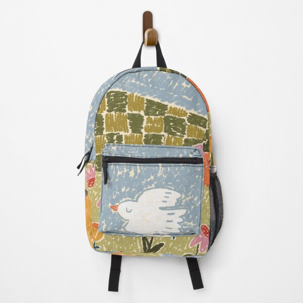 Item preview, Folk Art Landscape | Quilt-Inspired Colorful Wall Art | Oil Pastel Style designed and sold by KitschByKate.