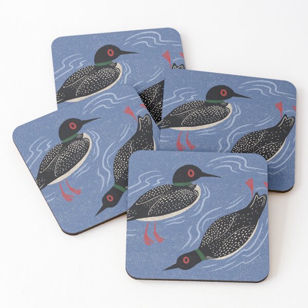 Item preview, Two Loons | Lino Print designed and sold by KitschByKate.