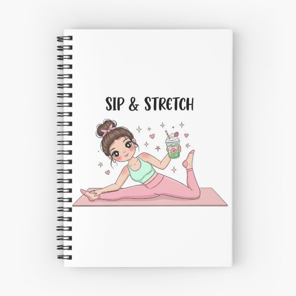 Item preview, Cute Pilates Girl Sticker | “Sip & Stretch” Kawaii Fitness Illustration | Iced Strawberry Matcha Workout Design designed and sold by TeeUp2.