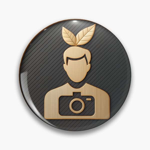Item preview, Golden Eco Photographer Icon with Camera and Leaves designed and sold by Creative88Art.