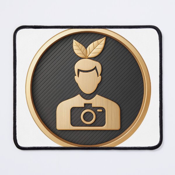 Item preview, Golden Eco Photographer Icon with Camera and Leaves designed and sold by Creative88Art.