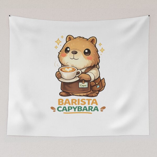 Item preview, Barista Capybara Cute Kawaii Coffee Art designed and sold by jgvisualarts.