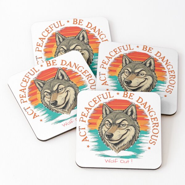 Item preview, Act Peaceful Be Dangerous Wolf Shirt – Vintage Retro Sunset Alpha Wolf Graphic Tee designed and sold by inkalchemyco.