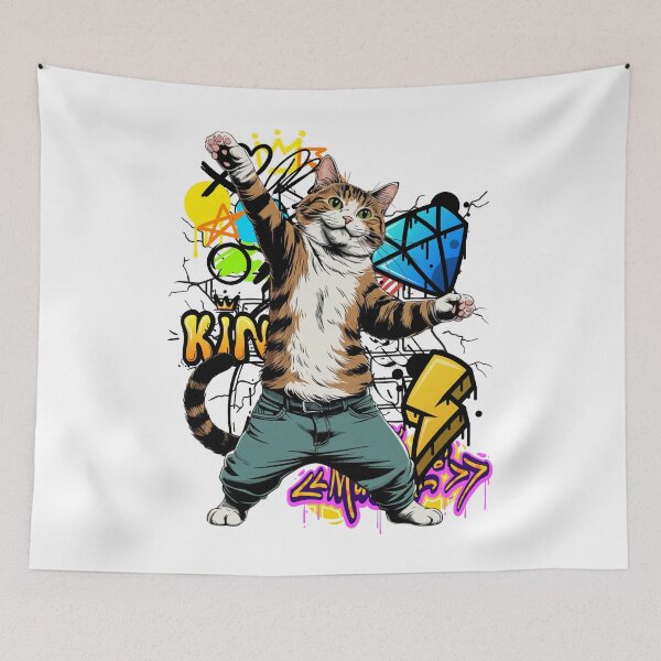 Item preview, Hip Hop Dancing Cat Urban Graffiti designed and sold by yuki-hana.