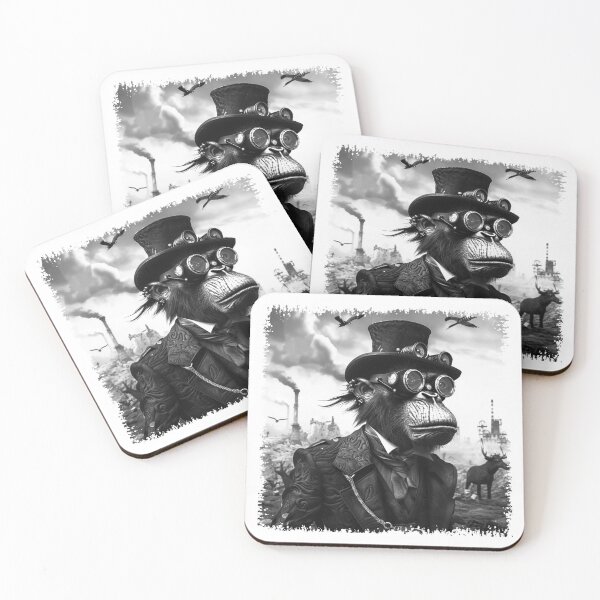 Item preview, Steampunk Monkey in Top Hat Victorian Ape Black and White Art designed and sold by inkoutninja.