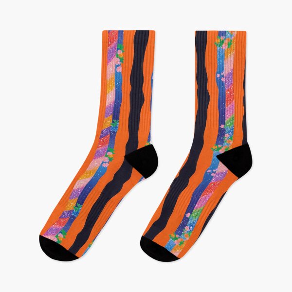 Item preview, Orange Floral Stripe Pattern designed and sold by bubblegoth.