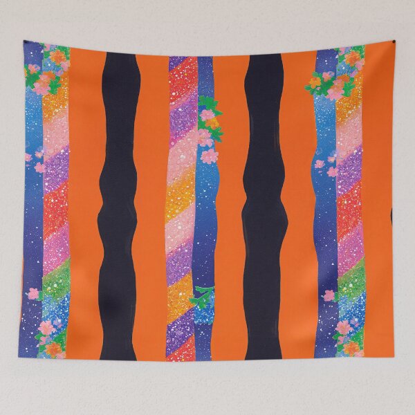 Item preview, Orange Floral Stripe Pattern designed and sold by bubblegoth.