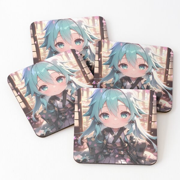 Item preview, Sinon Sword Art Online Chibi Kimono Teal Hair Soft Sakura designed and sold by TanglenRabbit.