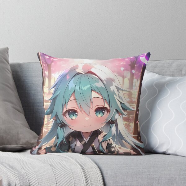Item preview, Sinon Sword Art Online Chibi Kimono Teal Hair Soft Sakura designed and sold by TanglenRabbit.