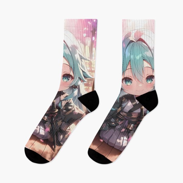 Item preview, Sinon Sword Art Online Chibi Kimono Teal Hair Soft Sakura designed and sold by TanglenRabbit.
