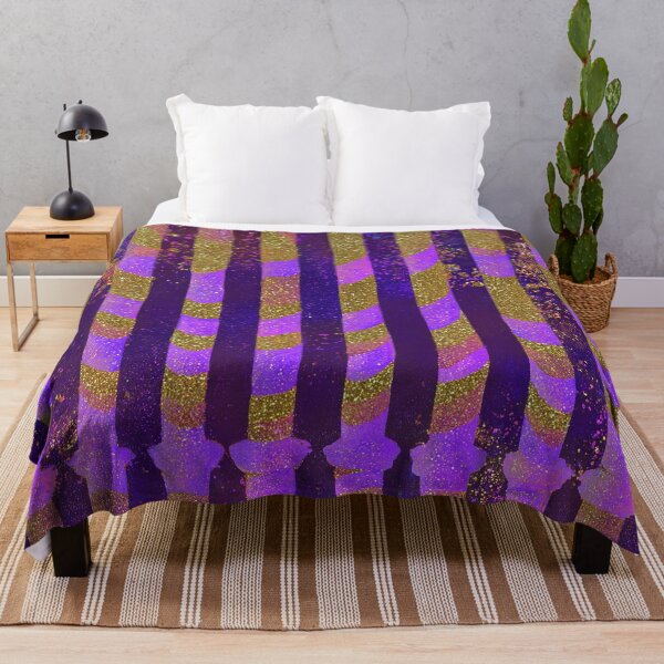 Item preview, Purple Gold Glitter Stripes Pattern designed and sold by bubblegoth.