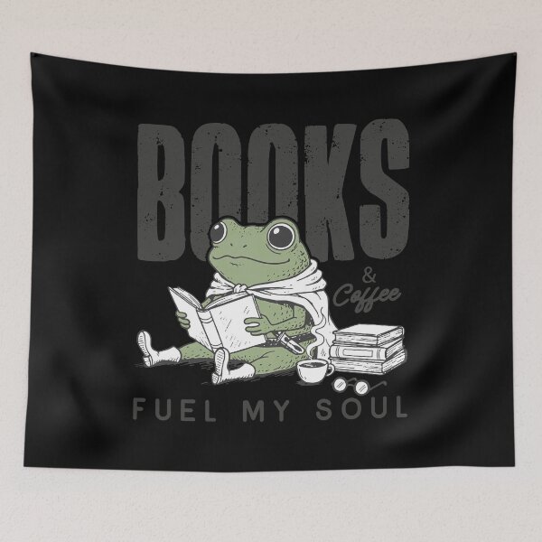 Item preview, Books and Coffee Fuel My Soul, Frog Reading, Funny Frog Book Book Lover Gift Bookworm designed and sold by Joneneee.