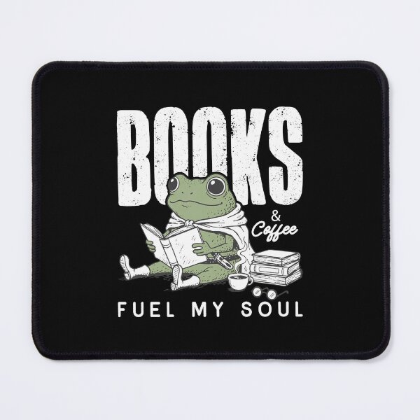 Item preview, Books and Coffee Fuel My Soul, Frog Reading, Funny Frog Book designed and sold by Joneneee.