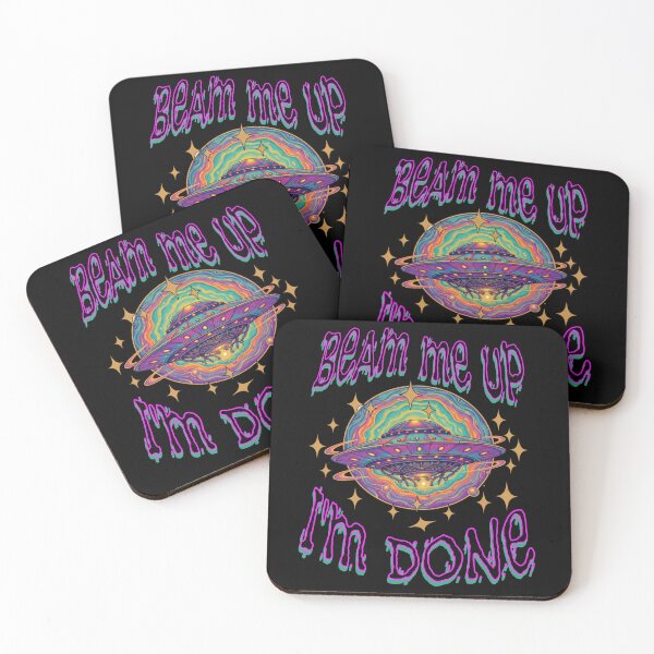 Item preview, Psychedelic Flying Saucer UFO - Beam Me Up, I'm Done designed and sold by Shy Fractal Designs.