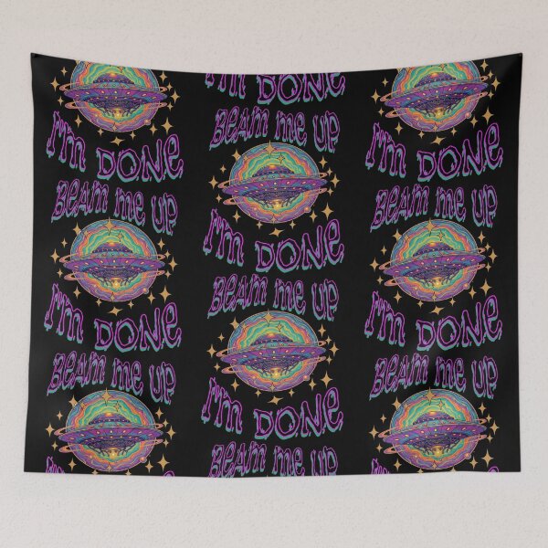 Item preview, Psychedelic Flying Saucer UFO - Beam Me Up, I'm Done designed and sold by Shy Fractal Designs.