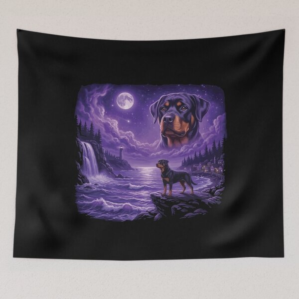 Item preview, Rottweiler Howling to The Moon Vintage 90s Retro Animal Dog designed and sold by BOUCHERIT amine.