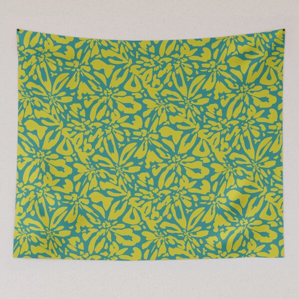 Item preview,  Warped Garden Florals Abstract Pattern_YellowTealGreen designed and sold by YaldiDesign.