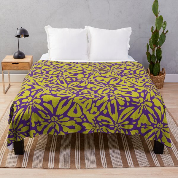 Item preview, Warped Garden Florals Abstract Pattern_YellowPurple designed and sold by YaldiDesign.