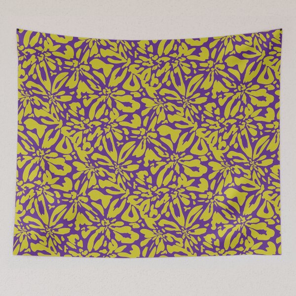 Item preview, Warped Garden Florals Abstract Pattern_YellowPurple designed and sold by YaldiDesign.