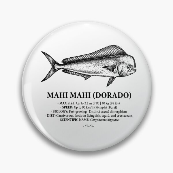 Item preview, Mahi Mahi Dorado Retro Fish Infographic Art designed and sold by MotionBanana Art.