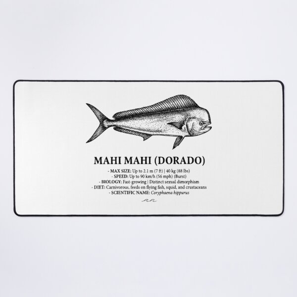 Item preview, Mahi Mahi Dorado Retro Fish Infographic Art designed and sold by MotionBanana Art.