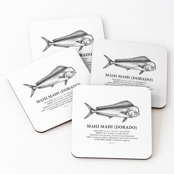 Item preview, Mahi Mahi Dorado Retro Fish Infographic Art designed and sold by MotionBanana Art.