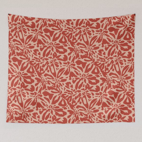 Item preview, Warped Garden Florals Abstract Pattern_RedPeach designed and sold by YaldiDesign.