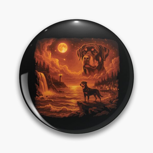 Item preview, Rottweiler Howling to The Moon Vintage 90s Retro Animal Dog designed and sold by BOUCHERIT amine.